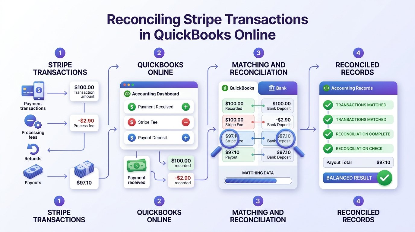 Common mistakes when reconciling Stripe transactions in QuickBooks Online